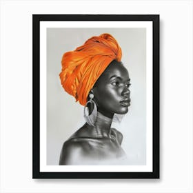 Orange Turban 2 Art Print