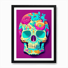 Skull With Floral Patterns Pastel 2 Pop Art Art Print