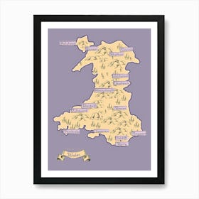 Vintage Wales Map Art Print