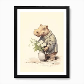 Storybook Animal Watercolour Hippopotamus 3 Art Print