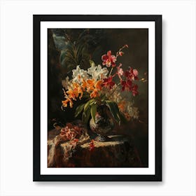 Baroque Floral Still Life Orchid 3 Art Print