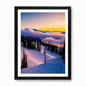 Kicking Horse, Canada Sunrise Skiing Poster Art Print