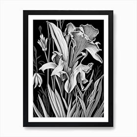 Iris Wildflower Linocut Art Print