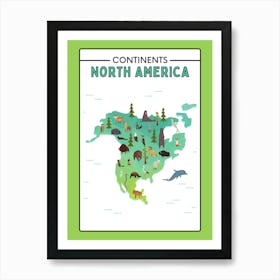 Continents North America animals Art Print