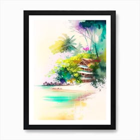 Koh Phayam Thailand Watercolour Pastel Tropical Destination Art Print
