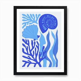 Blue Sea Life Ocean Collection Boho Art Print