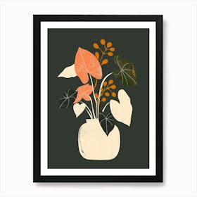 Philodendron Plant Minimalist Illustration 6 Art Print