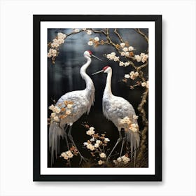 Crane Tsuru Japanese Style Illustration 4 Art Print