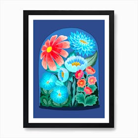 Flowers In A Glass Dome 1 Art Print