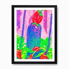 Chili Pepper Risograph Retro Poster vegetable Art Print