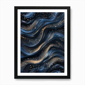 Abstract Blue And Gold Background 1 Art Print