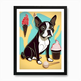 Boston Terrier Ice Cream 1 Art Print