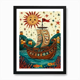 Ship In The Sea 4 Art Print