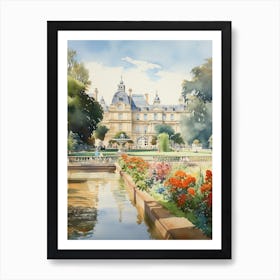 Luxembourg Gardens France Watercolour Painting 1  Art Print