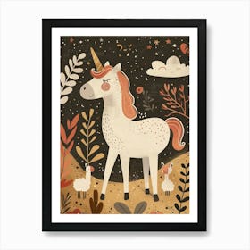 Unicorn & Farm Friends Muted Pastel 1 Art Print