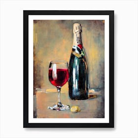 Champagne 1 Oil Painting Cocktail Poster Art Print