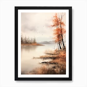 Lake In The Woods In Autumn, Painting 76 Art Print