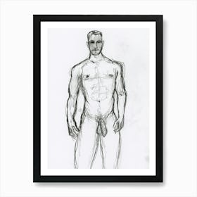 Male Nude Drawing Art Print