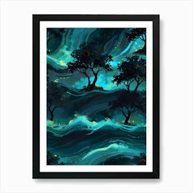 Night Sky With Trees Art Print