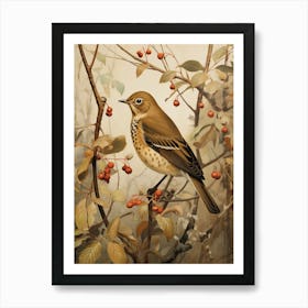 Dark And Moody Botanical Hermit Thrush 2 Art Print