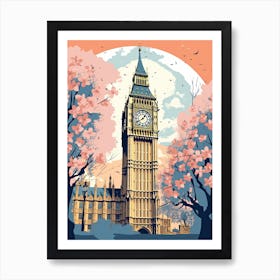 Big Ben, London   Cute Botanical Illustration Travel 9 Art Print