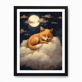 Baby Fox 10 Sleeping In The Clouds Art Print