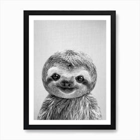 Baby Sloth - Black & White Art Print