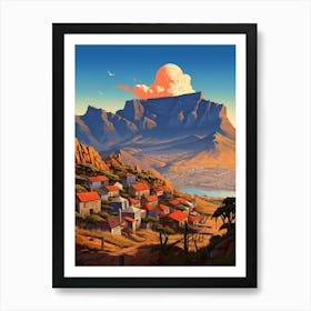 Table Mountain Cartoon 2 Art Print