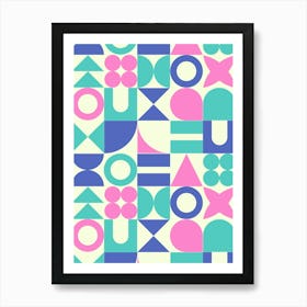 Pop Art Mid Century Retro Geometric Shapes Art Print