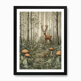 Deer In The Forest Art Print