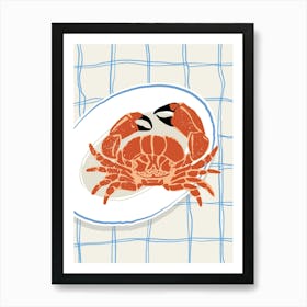 Food Illustration Crab Preppy Contemporary Kitchen Art Print