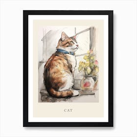 Beatrix Potter Inspired  Animal Watercolour Cat 3 Art Print