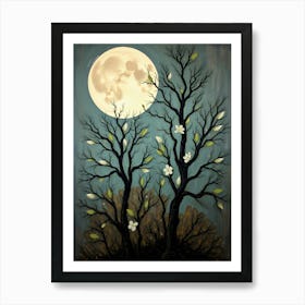 Full Moon Over Trees 2 Art Print