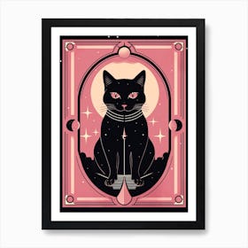 The Chariot Tarot Card, Black Cat In Pink 3 Affiche