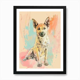 Colourful Portuguese Podengo Pequeno Dog Abstract Line Illustration 2 Art Print