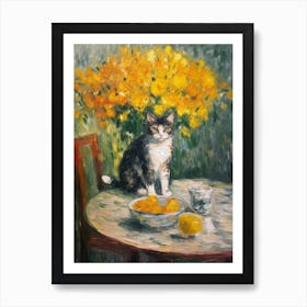 Daffodils With A Cat 2 Art Print