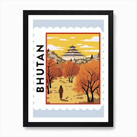 Bhutan 3 Travel Stamp Poster Art Print