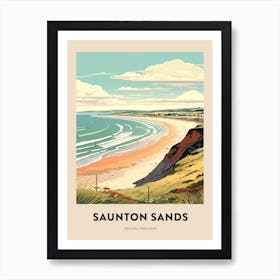 Devon Vintage Travel Poster Saunton Sands Art Print