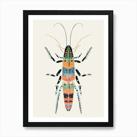 Colourful Insect Illustration Centipede 1 Art Print