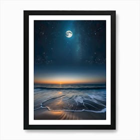 Moon Over The Ocean Art Print