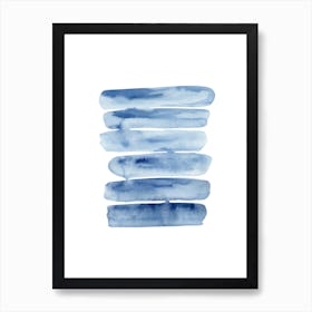 Watercolor Blue Lines Art Print