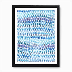 Artsy Strokes Stripes Colorful Blue Art Print