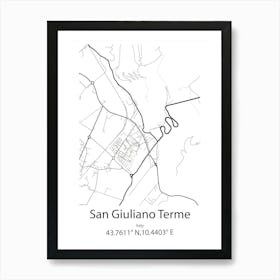 San Giuliano Terme,Italy Minimalist Map Art Print