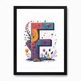 Colorful Letter F Illustration 24 Art Print