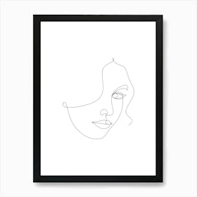 Continuous Line Drawing Of A Woman'S Face Art Print