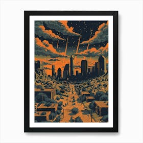 Duotone Illustration The Domain Austin Texas 1 Art Print