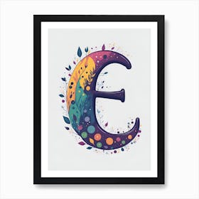 Colorful Letter E Illustration 10 Art Print