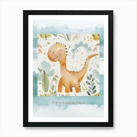 Cute Muted Pastel Dryosaurus Dinosaur 1 Poster Art Print