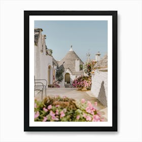 Trulli Houses with purple flowers in Alberobello, Puglia, Italy | Architecture and travel photography Art Print