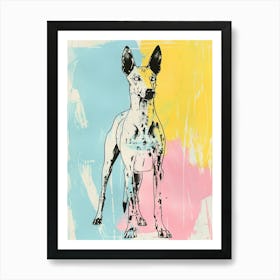 Pastel Watercolour Ibizan Hound Dog Line Illustration 3 Art Print